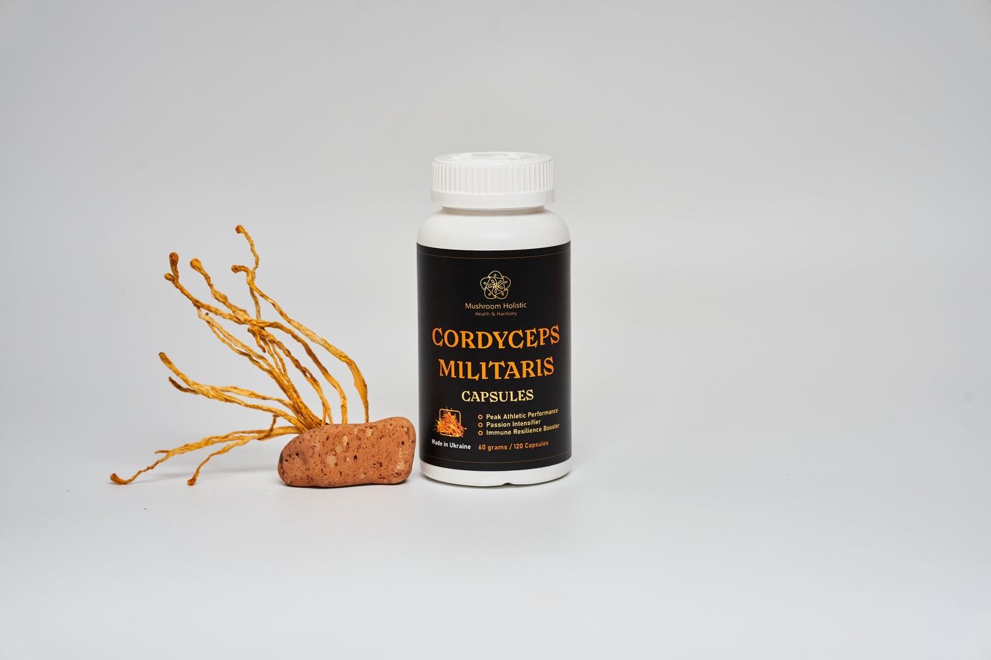 
                  
                    Cordyceps militaris mushroom in capsules
                  
                